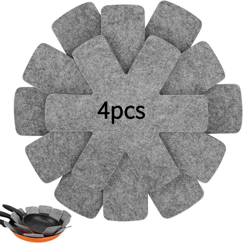 TEMU 4er-Set Topfbeschützer-Pads, stapelbare Anti-Kratz-Topf-Isolationspads, rutschfeste Topf-Trennpads, stapelbare Topfbeschützer-Pads, schützen und