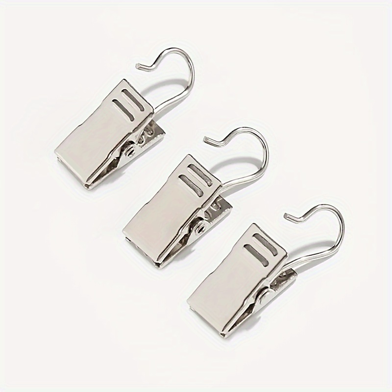 TEMU 30pcs Set Black Bronze Silvery Curtain Clips With Hook And Loop Open Crocodile Clips Shower Curtain Small Clips