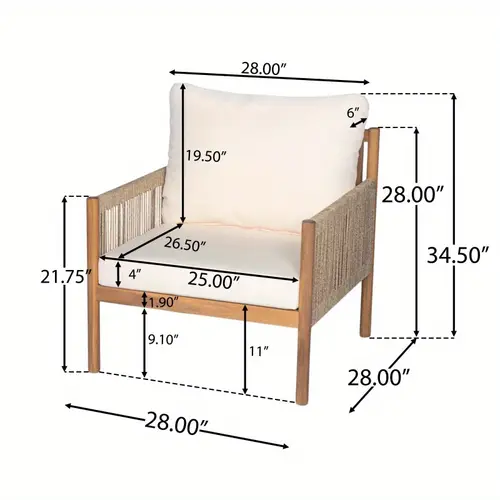 set of 2 modern outdoor woven lounge chair with solid wood frame and comfortable polyester cushions patio garden or balcony