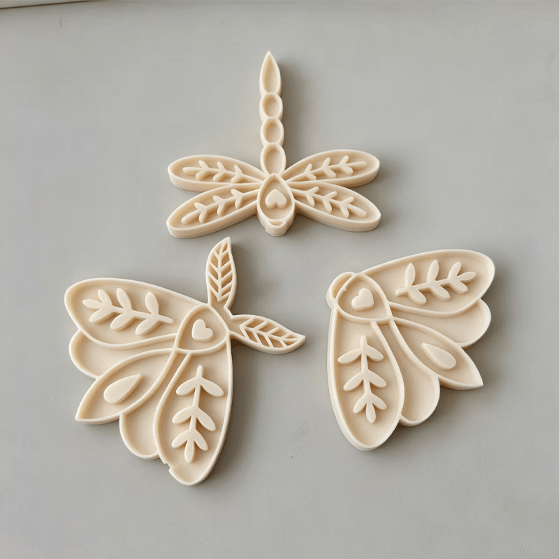 TEMU Set de 3 tampons en poterie insectes pour pâte polymère DIY, artisanat en résine et outils de - Tampons texturés et avec tampons en plastique