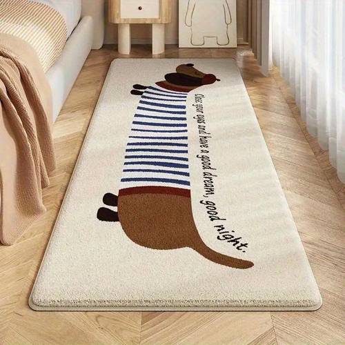 cute dachshund plush rug suitable for soft non slip carpet with dachshund dog pattern machine made washable high pile bedspread style for bedroom entryway office cozy indoor carpet for pet lovers