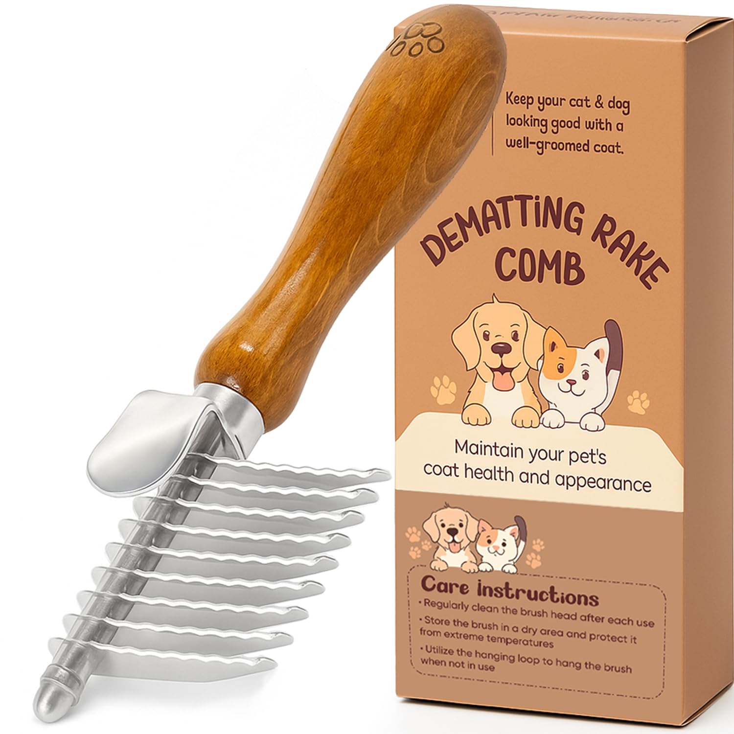 TEMU Dematting Rake For Dogs, Professional Pet Detangling Grooming Tool, Effective Mat Remover For Pet Hair, Ideal For Doodles Goldendoodles,