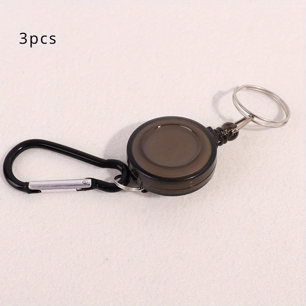 3pcs Retractable Cord Pull Reel Keychains Spring Clasp Rope Key Ring Id Card Holder Sporty Multiple Tools