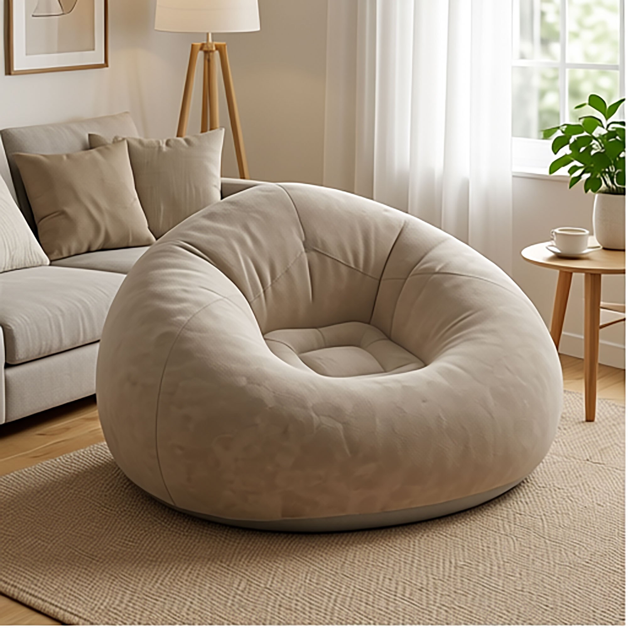 1pc Inflatable Lazy Sofa, Spherical Design, Outdoor Camping Chair, Foldable Nap Lounger, Comfortable Backrest and Armrest Seat, Essential for Travel, Vacation, and Camping