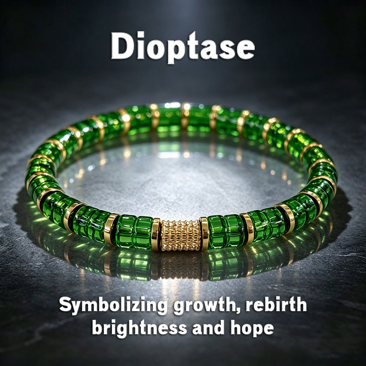 TEMU Sqnutq Natural Dioptase Beaded Bracelet For - Genuine Natural Stone Jewelry, April Birthstone Gift Suitable For Growth Symbol, Casual Spiritual