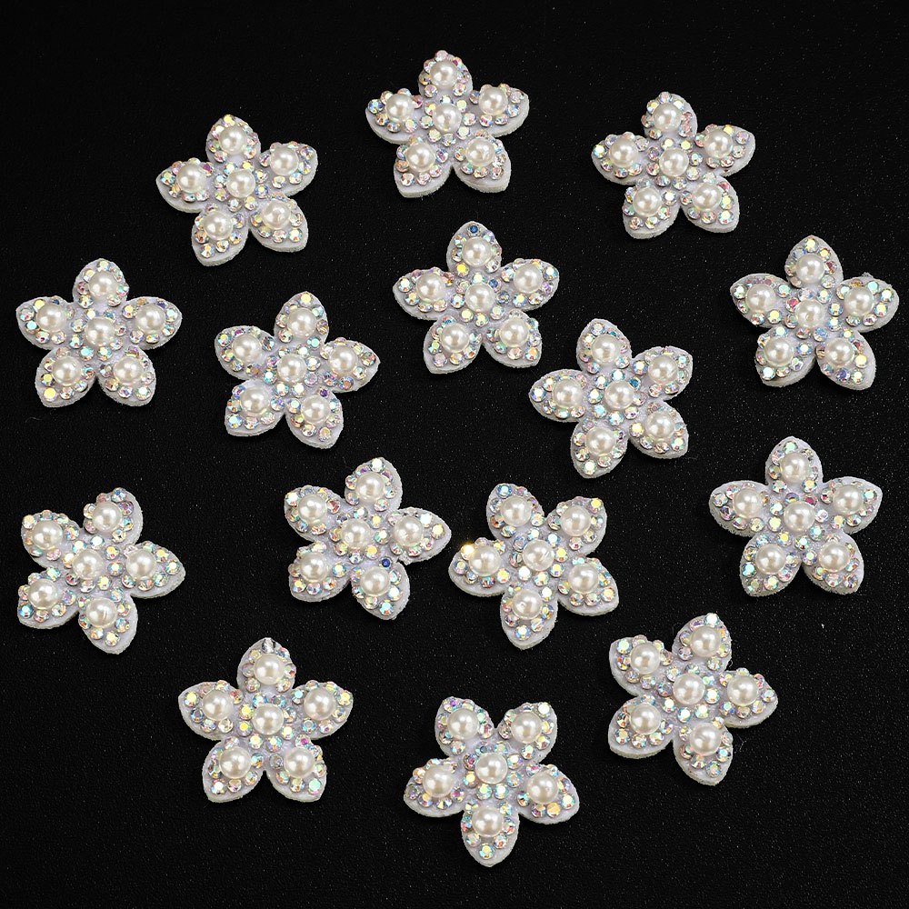 TEMU 20 pezzi di toppe decorative a forma con strass scintillanti e finte perle - Accessori decorativi per borse, vestiti, e fermagli per capelli