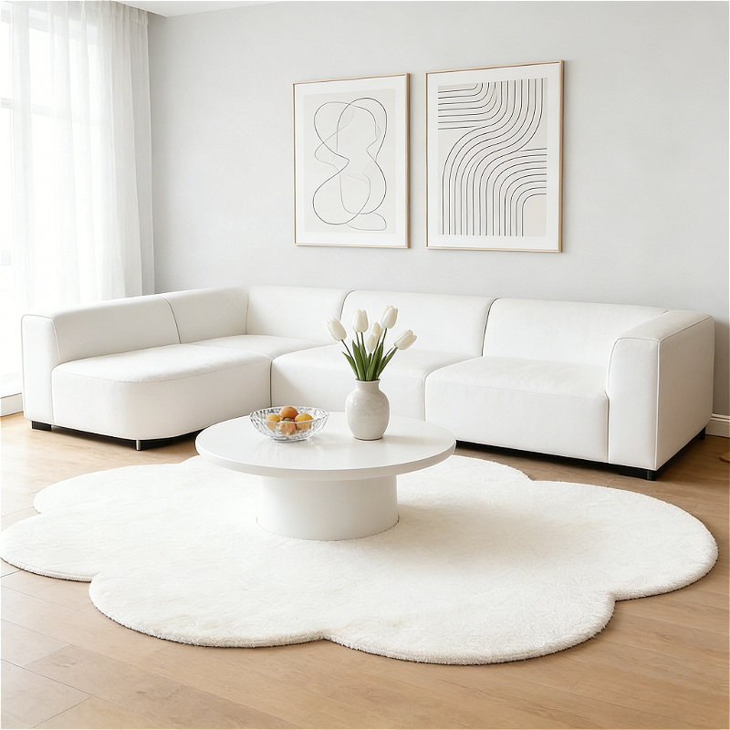 TEMU Faux Cashmere 900g And 9mm French -shaped Living Room Sofa Rug, Solid Color Bedroom Decor Bedside Mat, Modern Easy Wardrobe Dressing Table Rug,