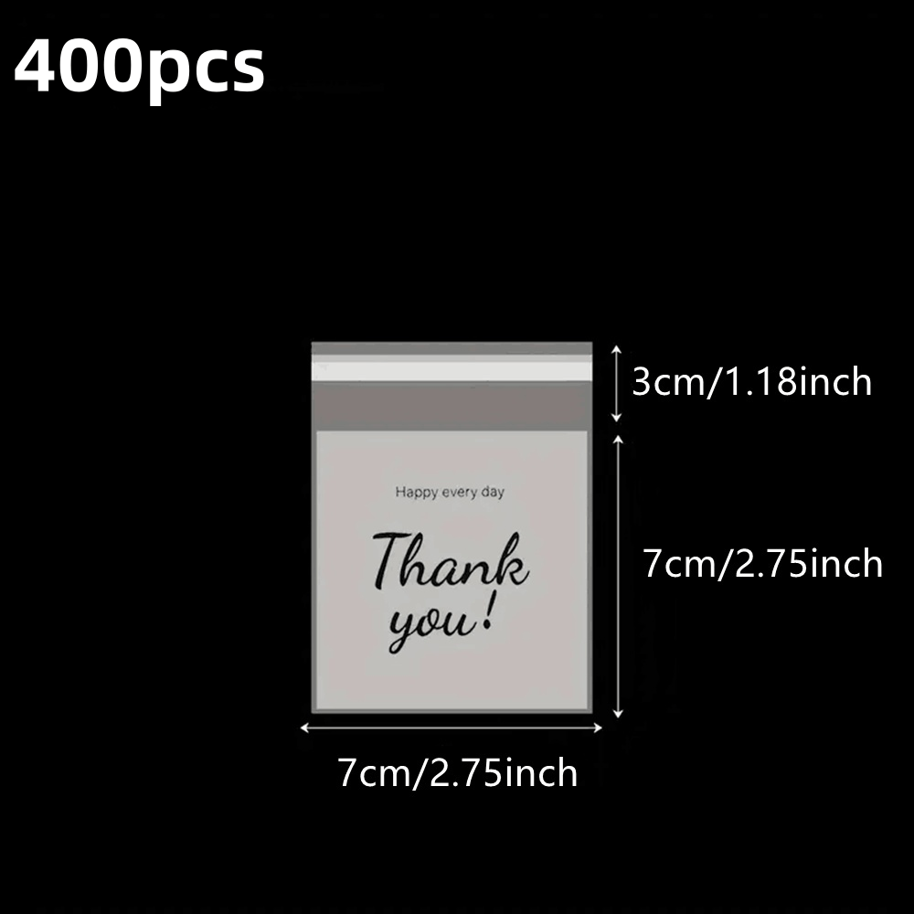 400pcs 'thank You' Printed Gift Bags - Transparent, Self-sealing Plastic Pouches For Jewelry & Additions Storage, The Best Gifts For Back To , Teacher's Day, Halloween, Thanksgiving, And Christmas