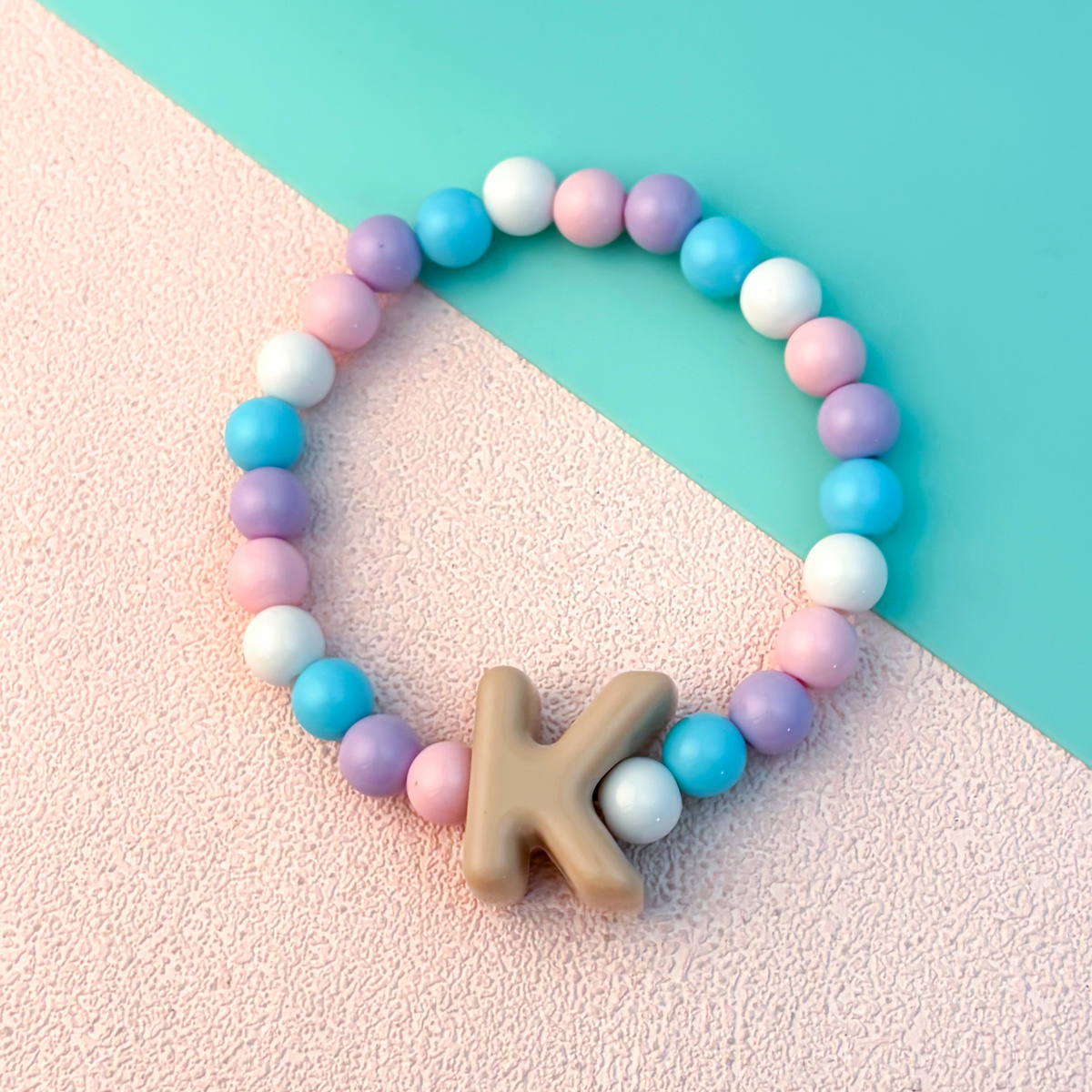 Playful Cartoon Macaron Multicolor Letter Elastic Bracelet