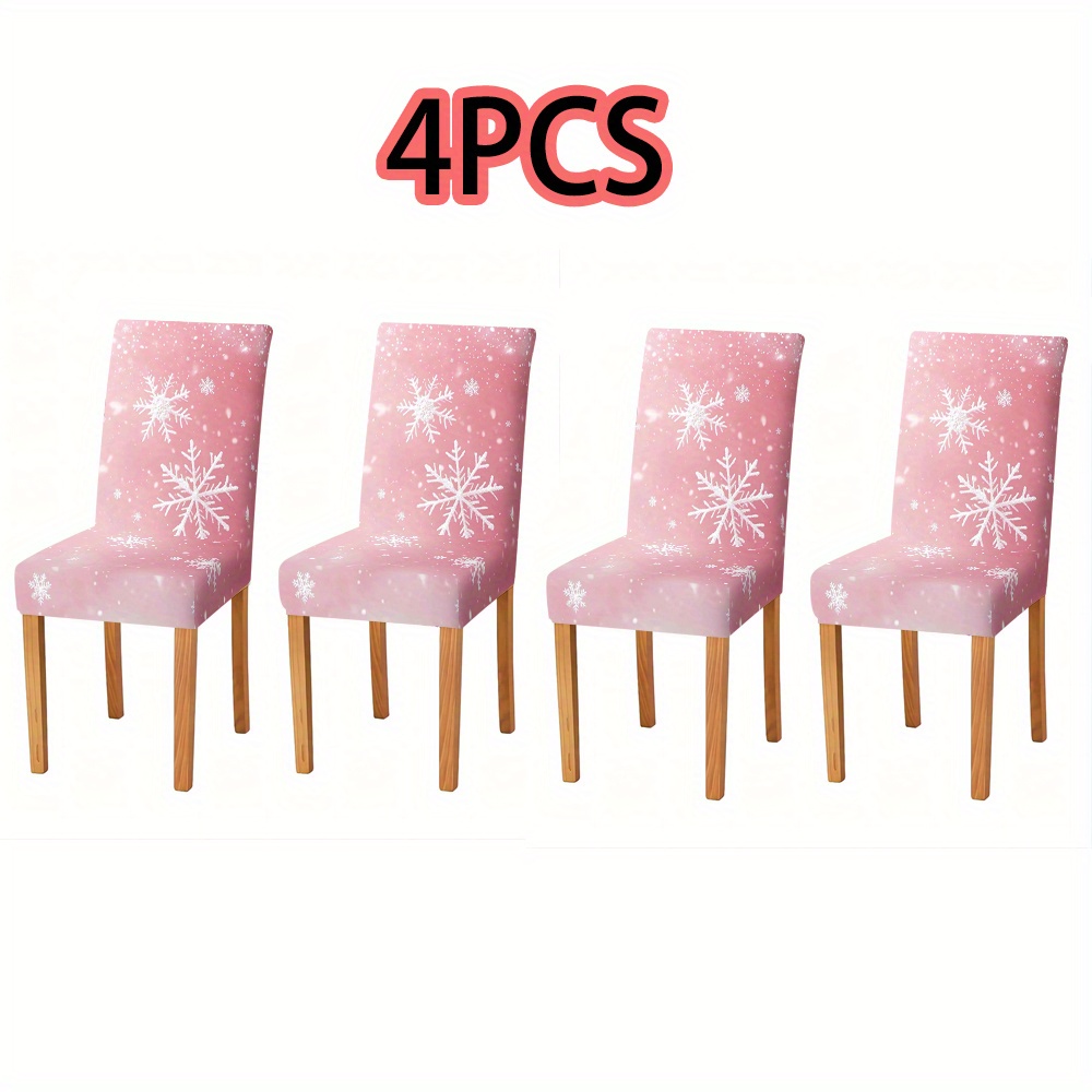 TEMU 2 pezzi/4 pezzi/6 pezzi Elementi Natalizi, Coprisedie per Sedia Casa con Stampa di su Base Rosa, Coprisedie Individuali, Coprisedie Elastici,