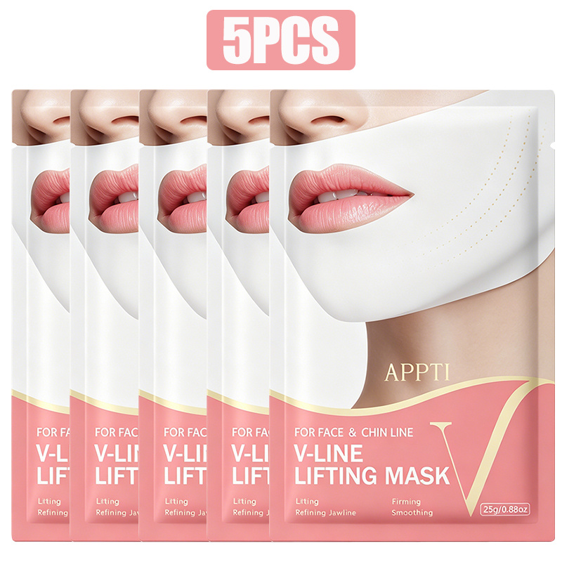 TEMU Lot de 5 masques de collagène liftants pour , masque raffermissant et liftant au collagène, masque de lifting du , sangle -, bande de lifting