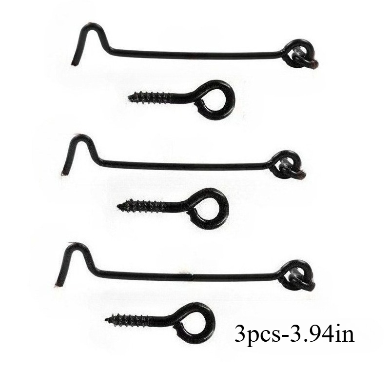 TEMU Screw Window Hooks, Old-fashioned Door And Window Hooks, 3pcs Cabin Hooks And Eye Lock Doors, Rotating Window Lock Hooks With Installation