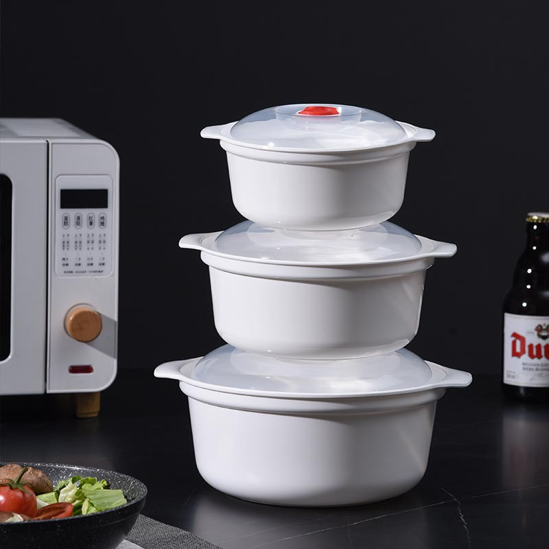 Image of 3pcs/set Plastic Microwave Oven And Lidded Bowl - Durable, Easy To Clean, Portable, Perfect For Home And Dining Use, Convenient For Heating, Quick Enjoy Of Foods, Safe Heating Is