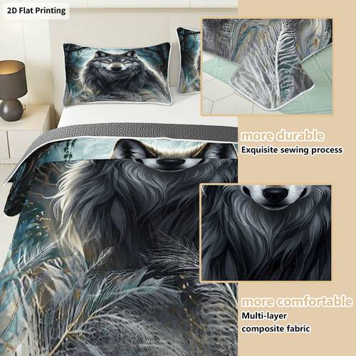 immagine dell'articolo set copriletto trapuntato 3 pezzi con - copriletto a tema della foresta, ( 1 trapunta, 2 federe, senza imbottitura) , traspirante, delicato , confortevole un design