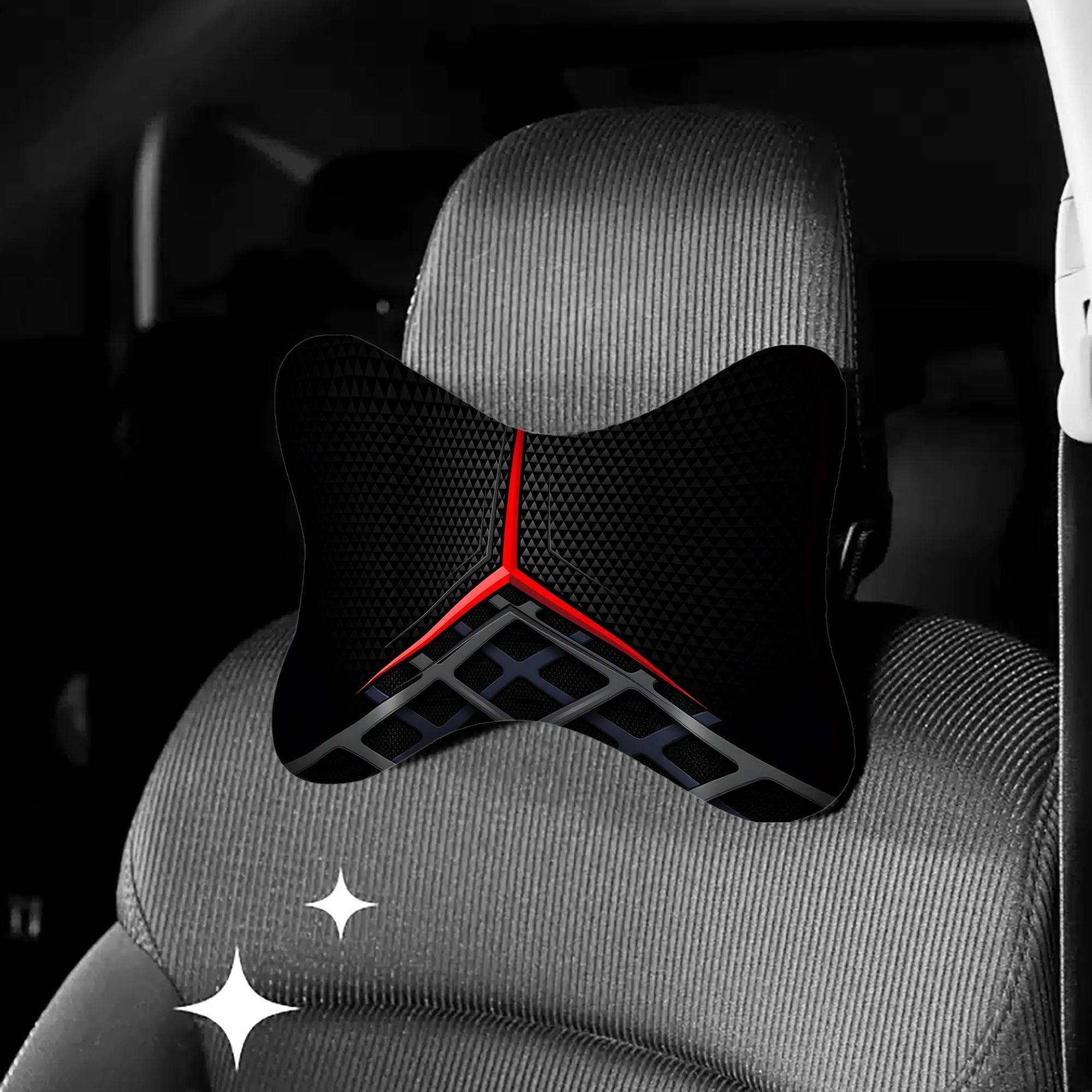 TEMU 2pcs 3d Tech Car Headrest, Soft And Comfortable Neck Support For , Car Neck Pillow, Comfortable Neck Support Accessory For Travel, Decorative