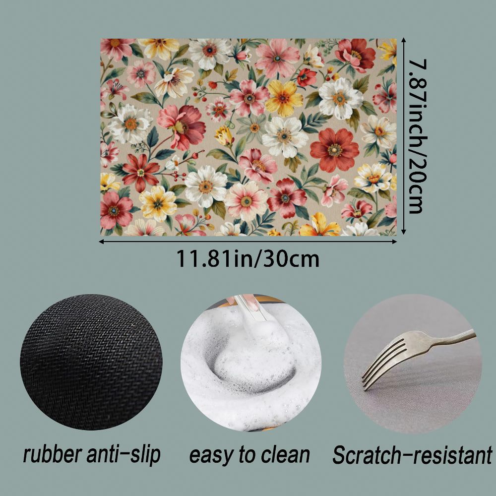 TEMU 1pc Floral Quick Dry Non-slip Fast Absorbing Reusable Large Dish Drying Mat Perfect For Kitchen Drying Utensils Plates Glasses And Dry Surface