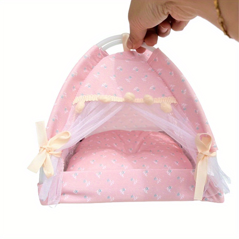 1:12 Scale Miniature Pink Polka Dot Camping Tent