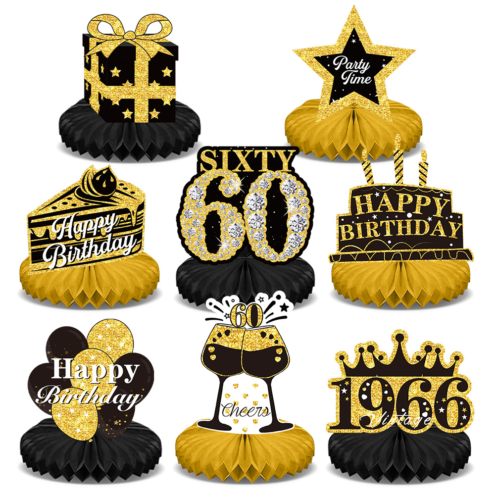 Image of Birthday Party Supplies, 8pcs Centerpiece Decorations For The Table, 60th Birthday Party Decor, Suitable For Men And Women Born In 1966, 60th Anniversary Decorations, For Halloween, Christmas