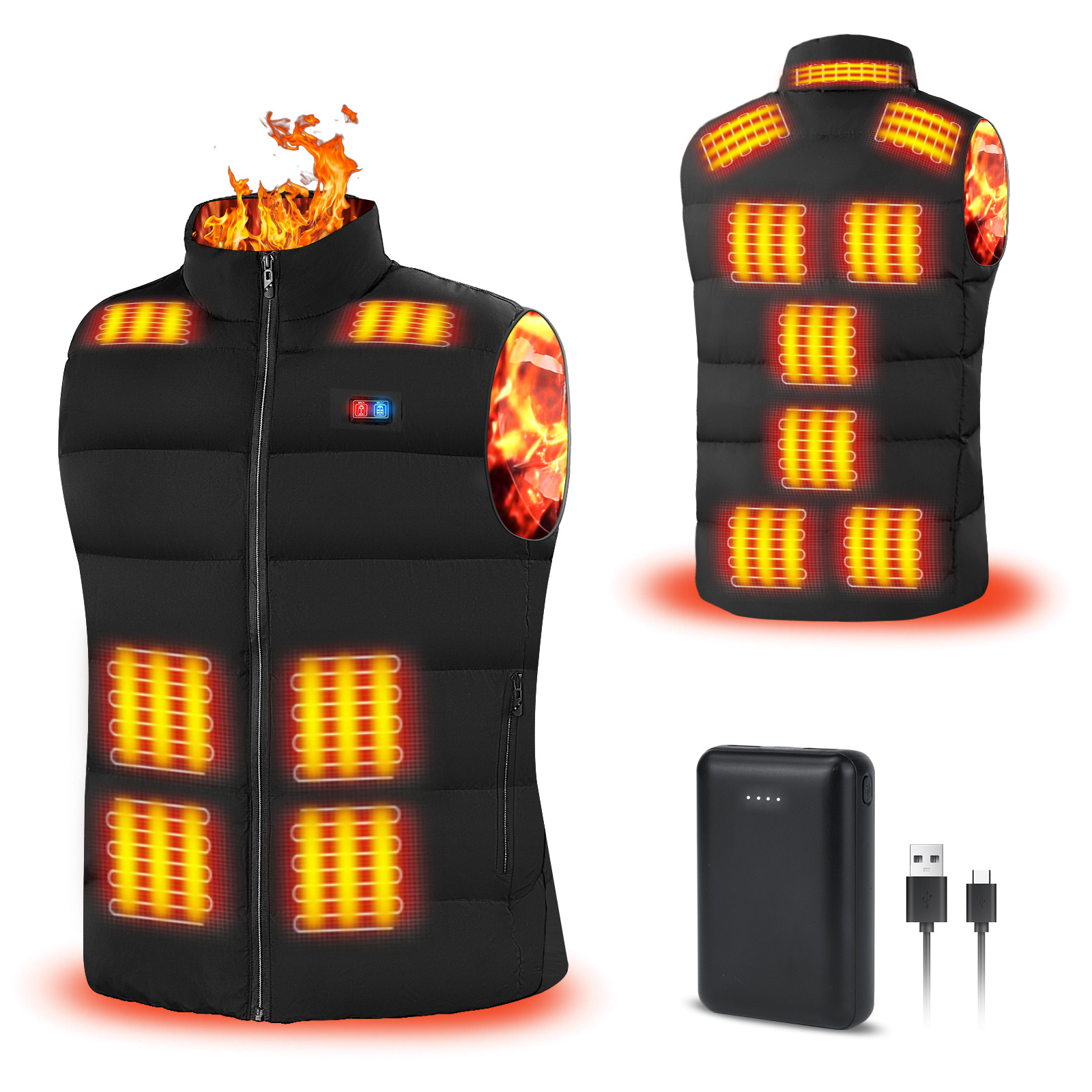 TEMU Veste Chauffante Intelligente d'Hiver pour Homme, Veste Électrique avec Batterie, Vêtement Chaud pour l'Hiver, Adaptée aux Activités de que , le