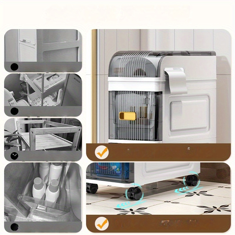 1   armário de armazenamento para   estreitos, armário impermeável para banheiro, prateleira de armazenamento para cozinha com tampa detalhes 5