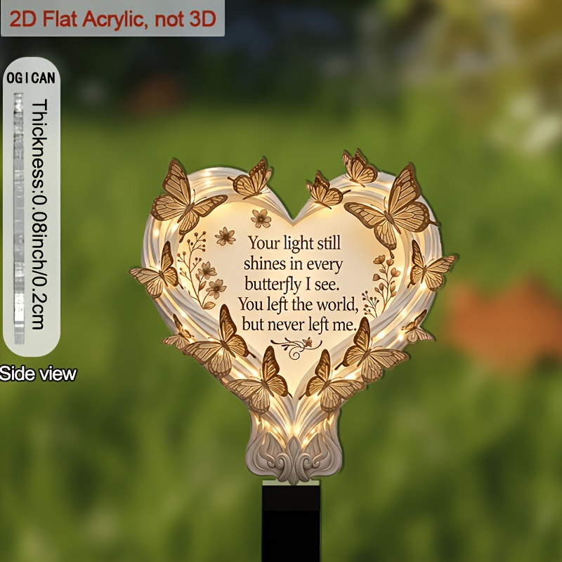 TEMU 2d Flat - 【2d Flat】 2d Flat - [2d Flat] 2d , [2d Flat] 1pc 2d Flat Acrylic Pattern Heart-shaped Garden Plug Card, With Plug Rod Base For Easy