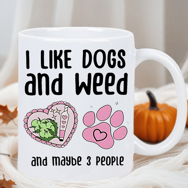 TEMU Ceramic Coffee Mug, "i Like Dogs And " Design, Insulated Reusable Cup, Hand Wash Only, Ideal Gift For Birthdays, Holidays, Christmas, New Year, Valentine's Day