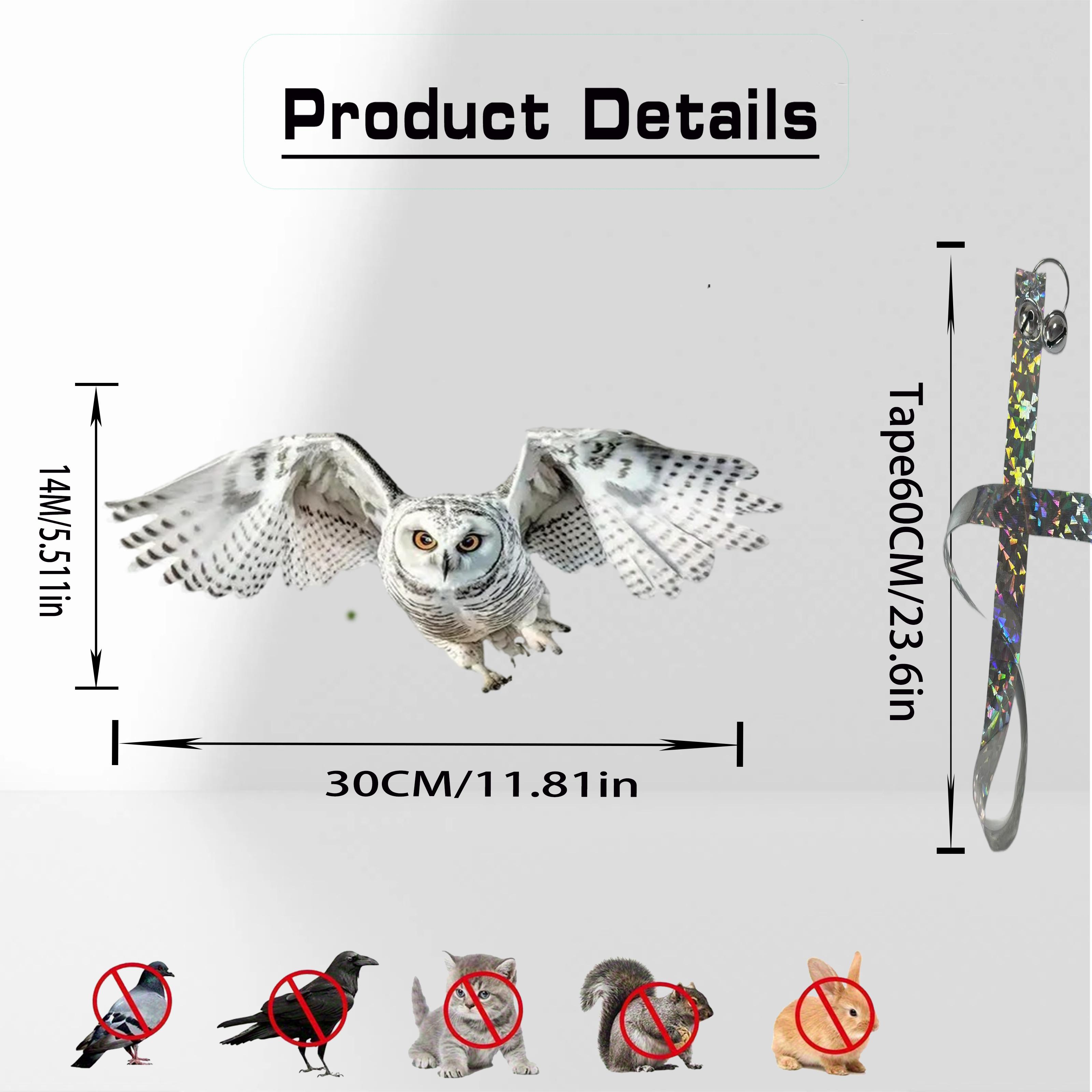 TEMU 1pc Realistic Owl Garden Figurine & Glitter Ribbon - Outdoor Bird Deterrent Decoration Suitable For Courtyard, Flower Beds, Owl Home Decor,