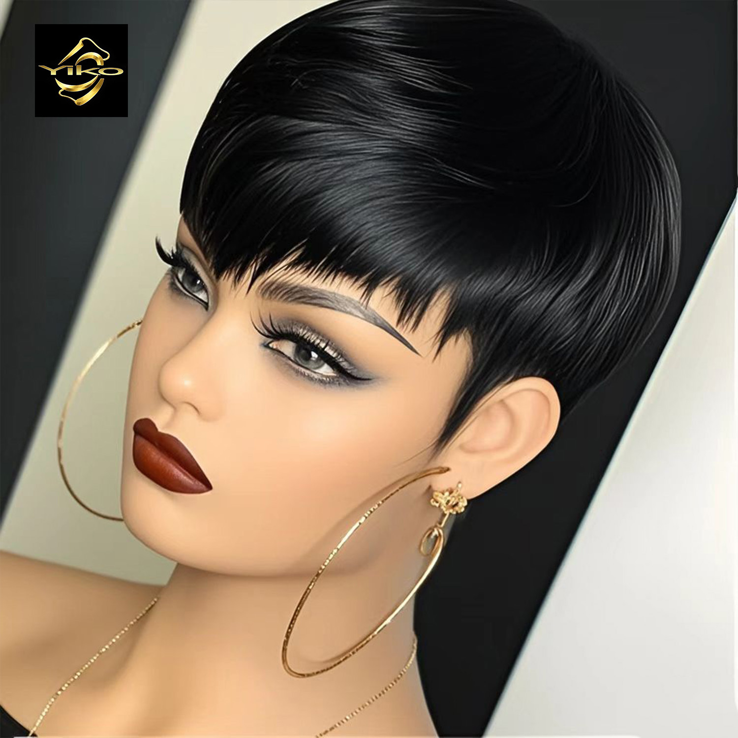 TEMU Black Wigs Short Bob Wigs Short Hair Hair Wigs No Lace Front Wigs Glueless Wigs With Bangs Natural Black Straight Hair Full Woven Wigs