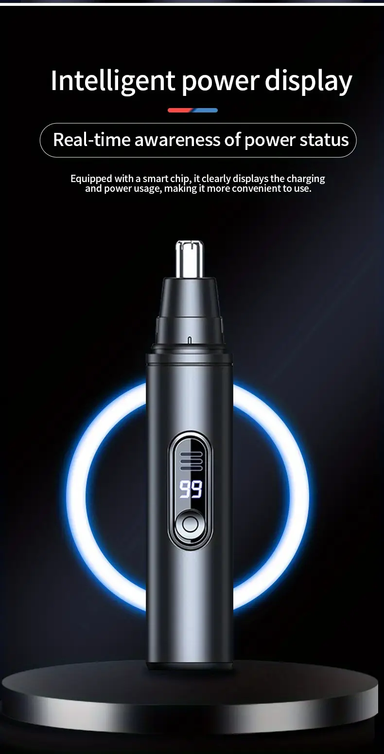 usb rechargeable electric nose hair trimmer with led   blades   facial hair removal for men women safe pruning type c charging durable   ideal grooming   essential compact size   personal hygiene sleek style lightweight construction mens grooming Product details 12