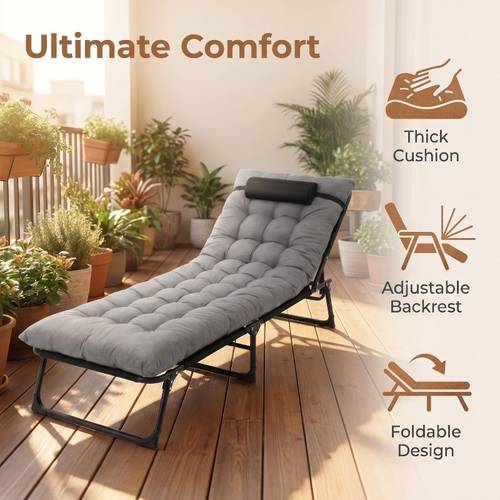 foldable camping beds or pillows come with thick high elastic and comfortable mattresses that cushion and relieve pressure for a long supports free adjustment of multiple tilt and can switch between lying and