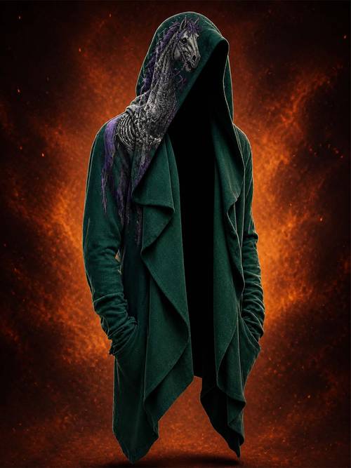 item picture halloween skull horse long buttonless hoodie mens gothic style clothing halloween costume ideal for themed parties and casual daily street wear plus size