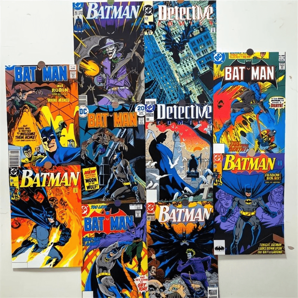 TEMU 2d Flat, 2d Flat, Posters And Prints 10pcs Batman Retro Comic Posters, Multi-style Classic Covers, Collectible Wall Stickers, Comic Posters,