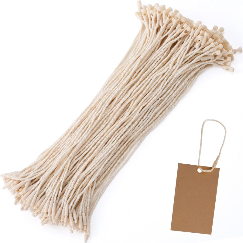 TEMU 250 pz Cordino per Etichette da Appendere da 7,8 Pollici, per Etichette di Abbigliamento Beige, Cordino con Chiusura a a per Etichette di Prezzo