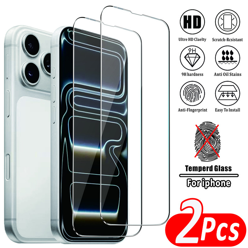 TEMU 2pcs: Transparent Tempered Glass Screen Protector For Iphone 17e/17/17pro/17pro Max/17air/16e/16/16 Pro/16 Pro Max/16 Plus/ Pro/15 Pro Max/15