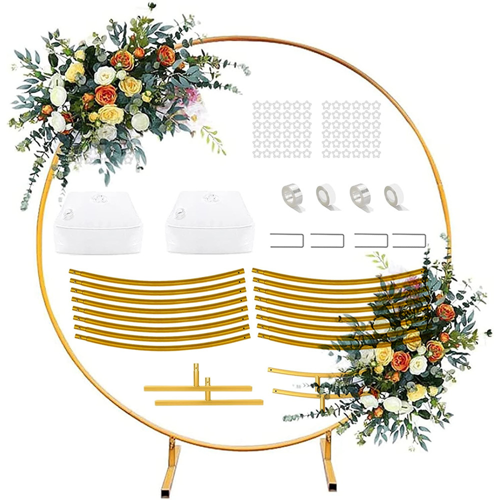 Image of 210cm Round Metal Arch Backdrop Stand, Circle Balloon Arch Stand Kit With Base, Metal Wedding Arches Frame For Anniversary Party Decoration