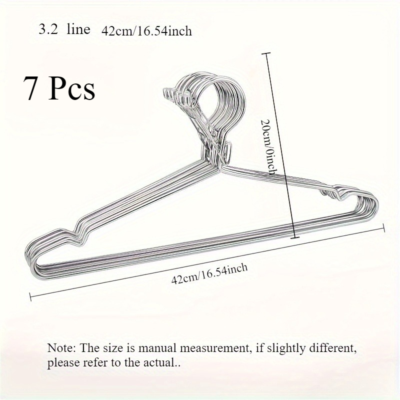 TEMU Set Of 7 Stainless Steel Hangers Featuring Windproof Clips For Securing Clothing, Ideal For Shirts, Pants, And Jackets. Space-efficient Hangers