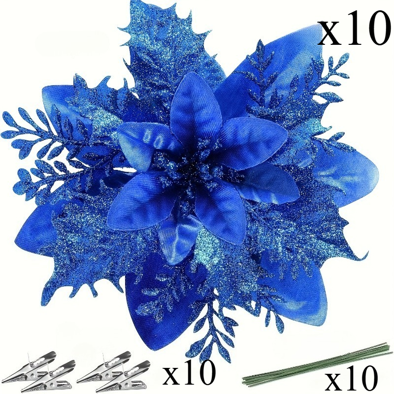 TEMU 30pcs Set Artificial Christmas Flowers - Elegant And Realistic Layered Floral Decor, Suitable For Christmas Trees, Weddings, And Party
