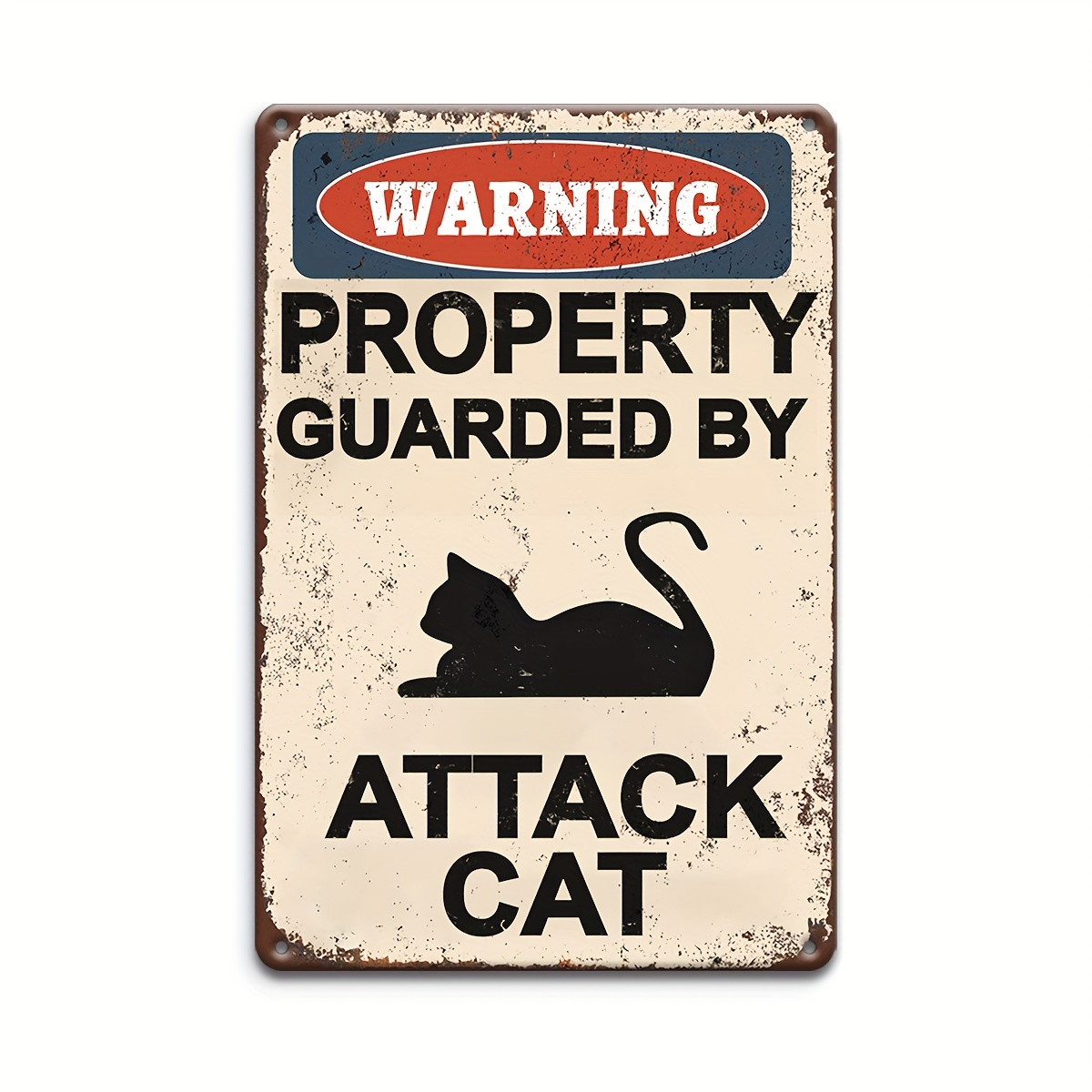 [2d Flat] Cat Warning Sign Wooden Classic Garden Sign For Outdoor Wall Decoration Wooden Plaque