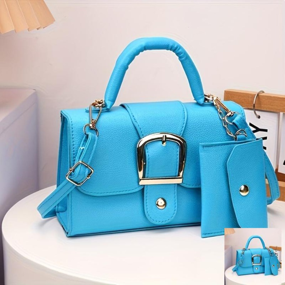 TEMU Sac à bandoulière de créateur pour femme en PU et avec matériel doré - Sac à main multicolore en nylon avec dragonne et fermeture à boucle, sac