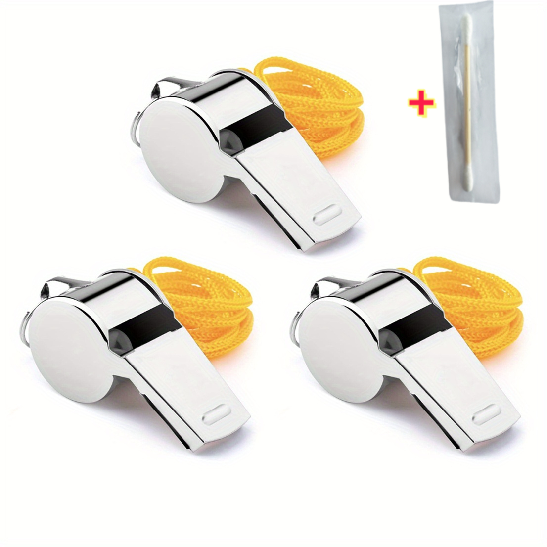3-pack Of Metal Referee Whistles+1pc Cleaning Rod, With A , Suitable For Referees, , Schools, Outdoor Sports, Etc