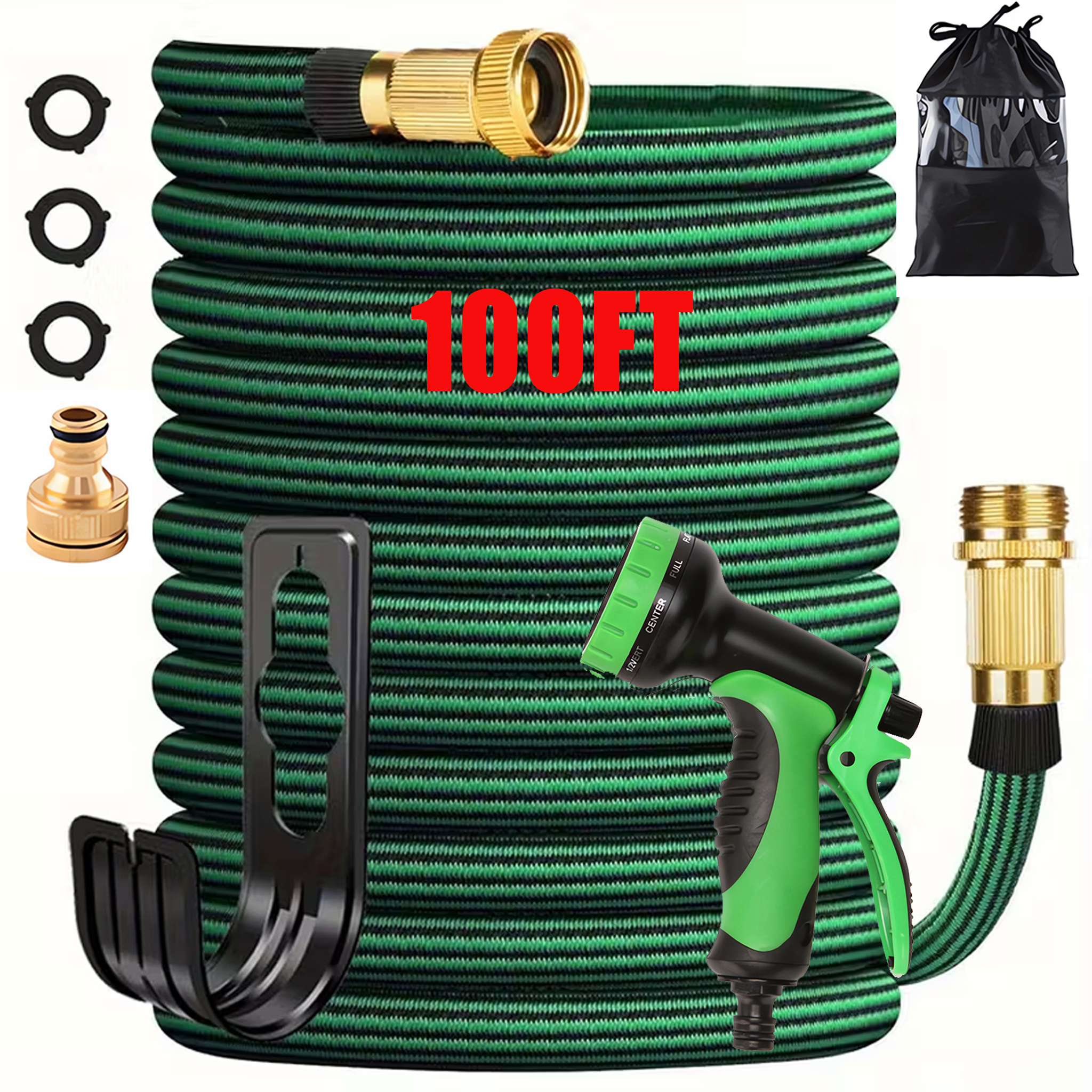 TEMU 15/30m (50/100ft) High Pressure Telescopic Car Wash Hose Retractable Garden Hose, Equipped With A High-pressure Water Gun Nozzle Gardening And