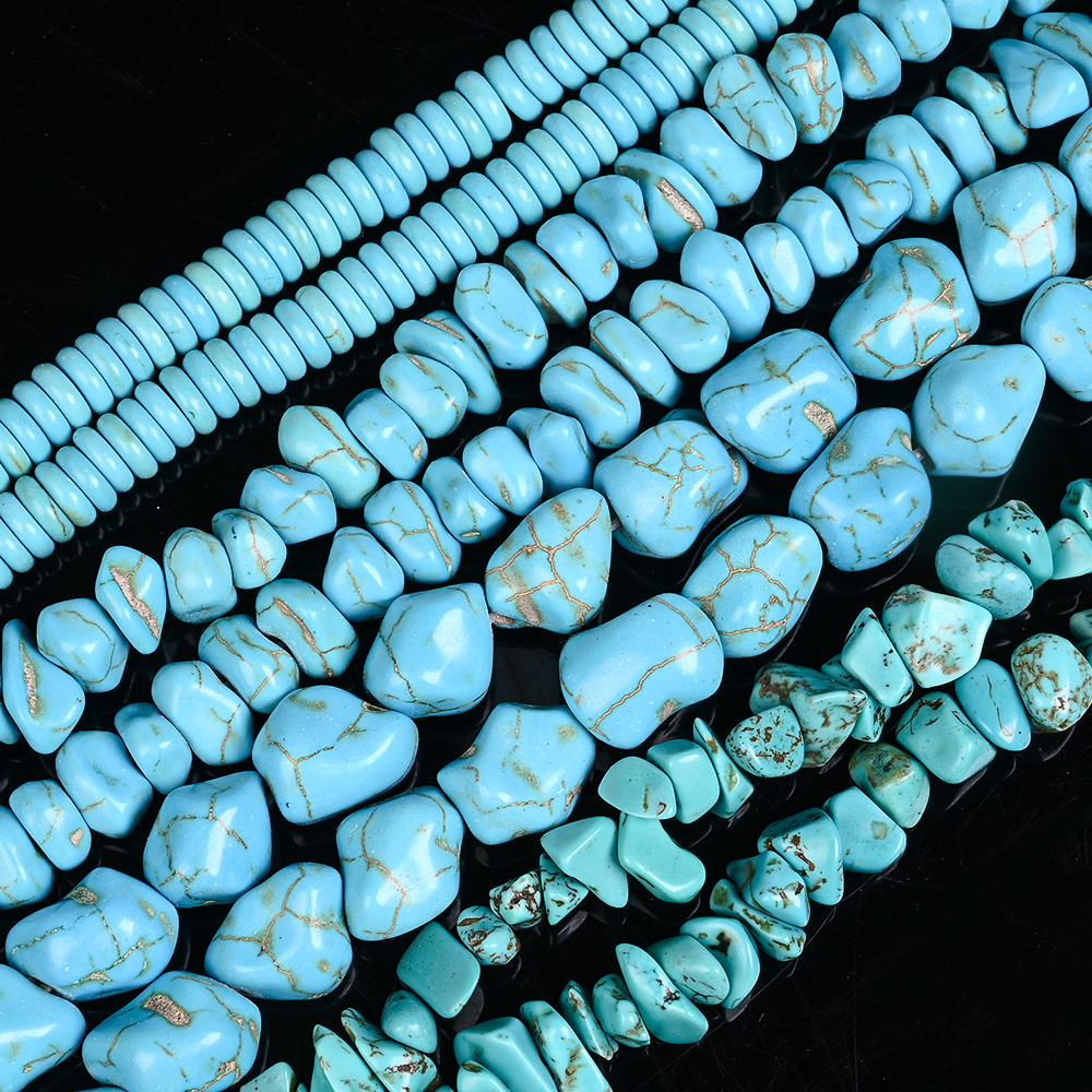 TEMU 4 Strands Turquoise Natural Stone Beads 7-9mm Irregular Stone Beads For Jewelry Making Diy Bracelet Necklace Handcrafts Accessories Festival