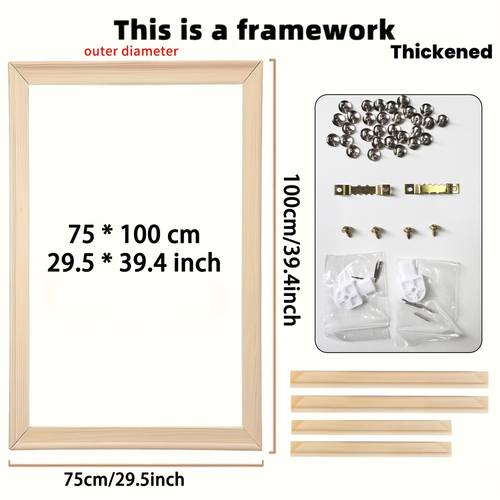2d flat 1 set of solid wood poster frames paintings easy to assemble extra large canvas stretcher bar kit 30x40 inch professional thickened solid pine wood frame for oil painting and wall art