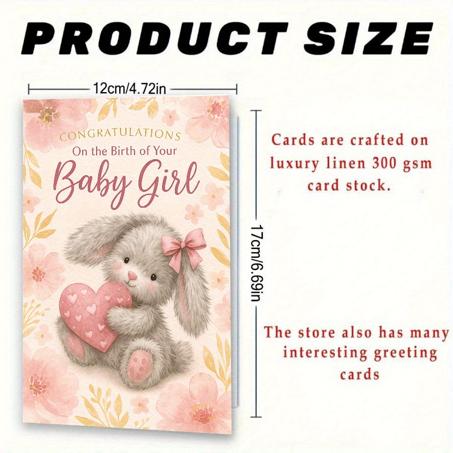 Thank You Congratulations Card for Baby Girl Birth Gift