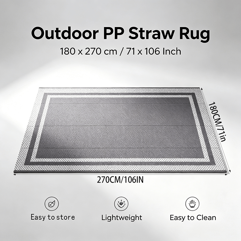 TEMU 1 Pack Large Outdoor Mat, Reversible Double Sided Portable Durable Polypropylene Woven Patio Mat, 180x270cm, Suitable For Camping, Courtyard,