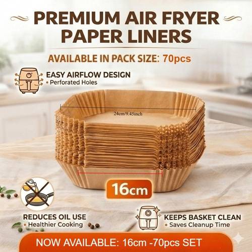 70 pack non stick air fryer liners disposable baking paper sheets 16cm square food grade high temperature resistant material double sided laminated for leak proof use non stick and oil proof with grease disposable and easy to peel
