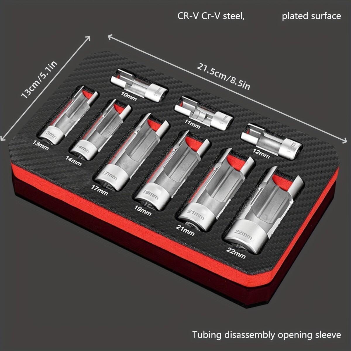 9pcs Oxygen Sensor Socket Set, Made From Chrome-vanadium Steel, Precision-, Includes An Wrench Removal Tool, 10-22mm, Automotive Tool Set, For Easy Removal, Specialised Tool For O2 Sensors