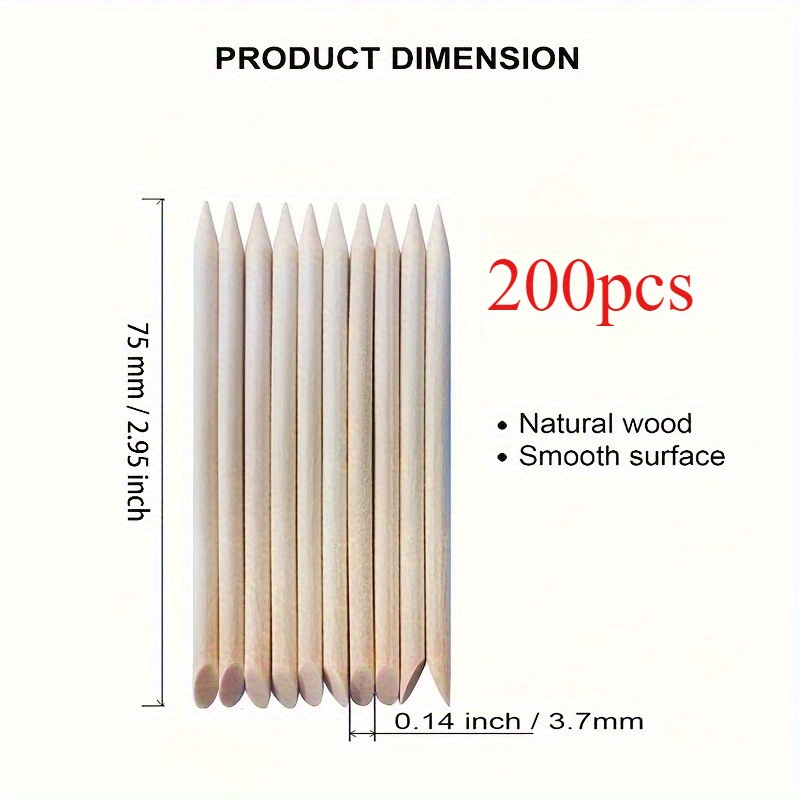 TEMU 200pcs Wood Cuticle Pushers - Odorless Nail Care Tools For Manicure & Pedicure, Ideal For Home And Salon Use, Nail Care|ergonomic Nail