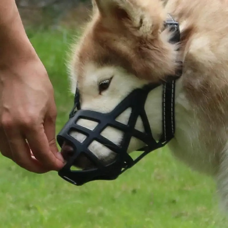 Soft Glue Adjustable Dog Muzzle Anti-biting Chewing Mask Breathable Dog Muzzle Durable Strong Basket Mask Muzzle Dog Supplies