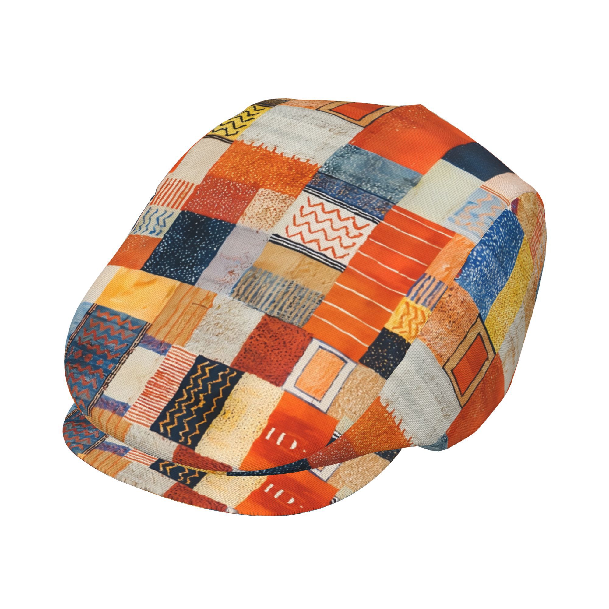 TEMU 1pc Colorful Quilt Design Adjustable Flat Cap - Retro Unisex Newsboy Beret Ivy Irish Fishing Beanie Hat, Lightweight Abs Resin & Polyester,